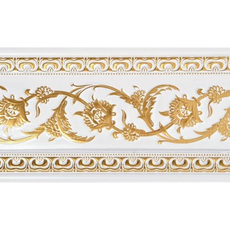AFD HOME 94 in. Gold on French White Floral Chair Rail, White & Gold 12019635